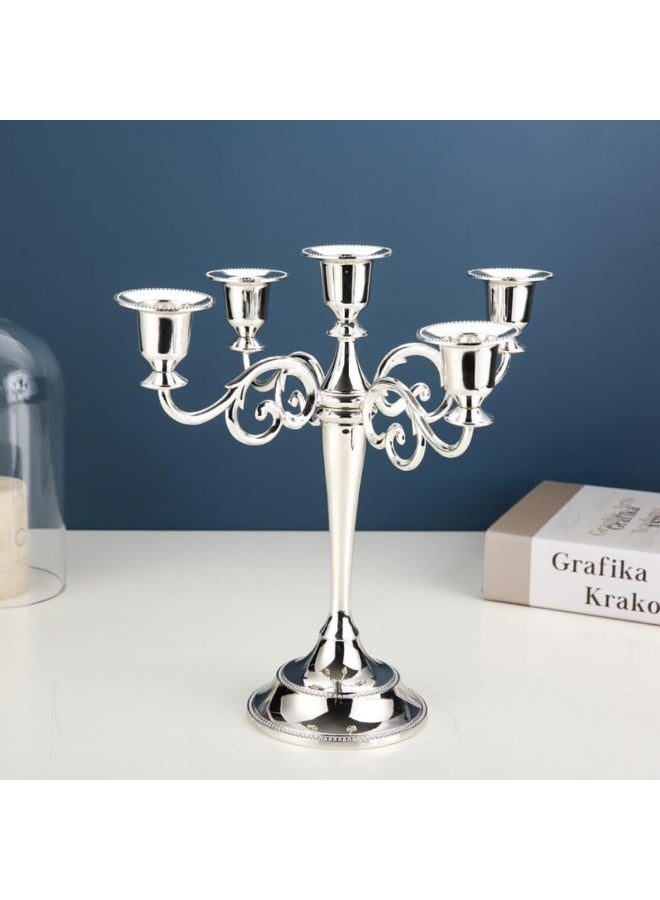 NANAO Candelabra Candle Holders for Pillar Candles 10.6 inch Tall, 5 Candle Candlestick Holder for 1/2-1 inch Taper Candles Decoration Easy Assembly (Silver) - Image 4