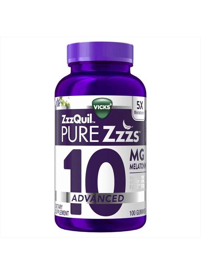 Vicks Pure Zzzs Advanced 10Mg Melatonin Gummies Sleep Aid Berry Flavored With Chamomile  Lavender Fall Asleep Fast Nonhabit Forming 100Ct - Image 1