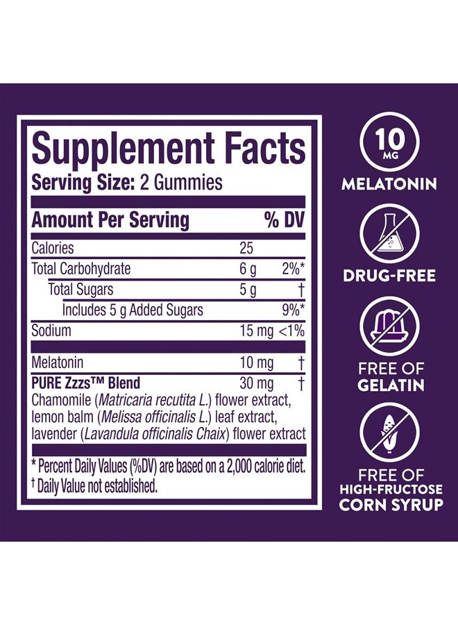 Vicks Pure Zzzs Advanced 10Mg Melatonin Gummies Sleep Aid Berry Flavored With Chamomile  Lavender Fall Asleep Fast Nonhabit Forming 100Ct - Image 2