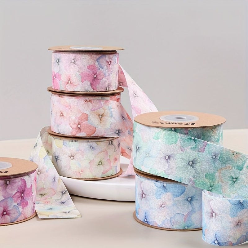 Pink Ink Wash Printed Ribbon With Butterfly Flower Design For Bows Hair Gifts - Image 2