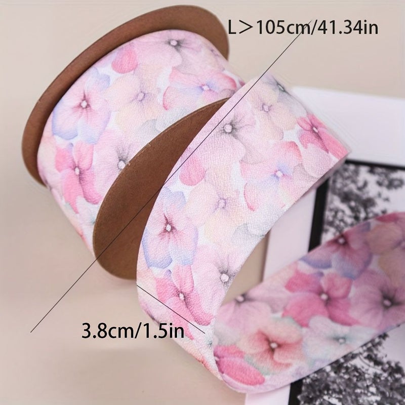Pink Ink Wash Printed Ribbon With Butterfly Flower Design For Bows Hair Gifts - Image 3