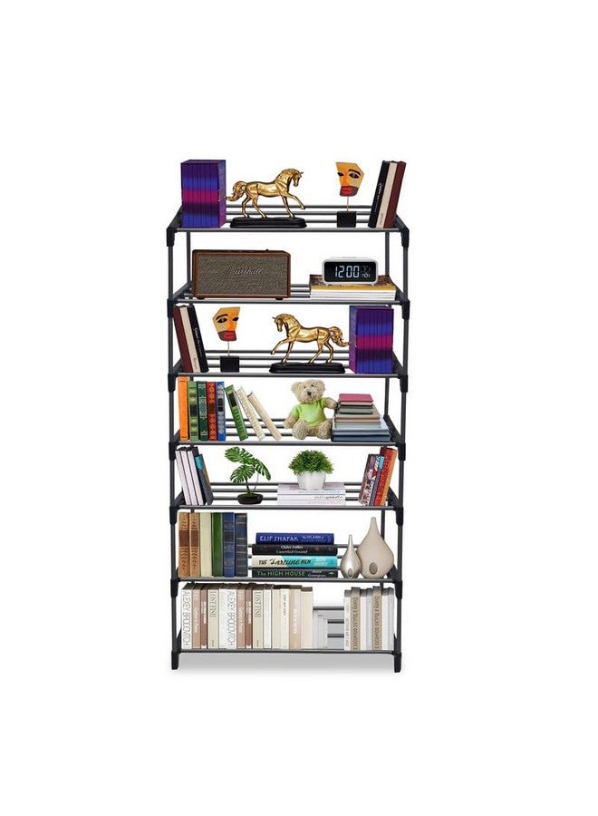 PHILOSHOP PHILOSHOP 7 Tier Metal Book Shelf Tall Narrow Storage Rack for Kids and Adults Modern Bookshelf Unit for Nursery, School, Home, and Office, Floor Mount Open  - Image 1