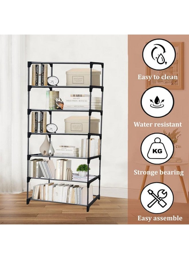 PHILOSHOP PHILOSHOP 7 Tier Metal Book Shelf Tall Narrow Storage Rack for Kids and Adults Modern Bookshelf Unit for Nursery, School, Home, and Office, Floor Mount Open  - Image 3