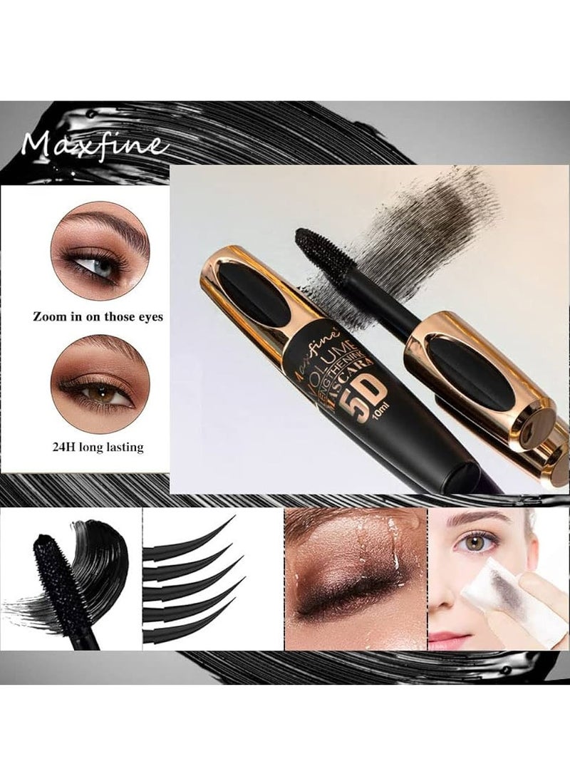 Maxfine - 5D Volume Lash Lengthening Mascara Waterproof Mascara for Eyelashes Silk Fiber Liquid Lash Extensions Colored Tubing Mascara with Eyelash Brush Volume and Length Long Lasting Mascara Brown 02 - Image 1