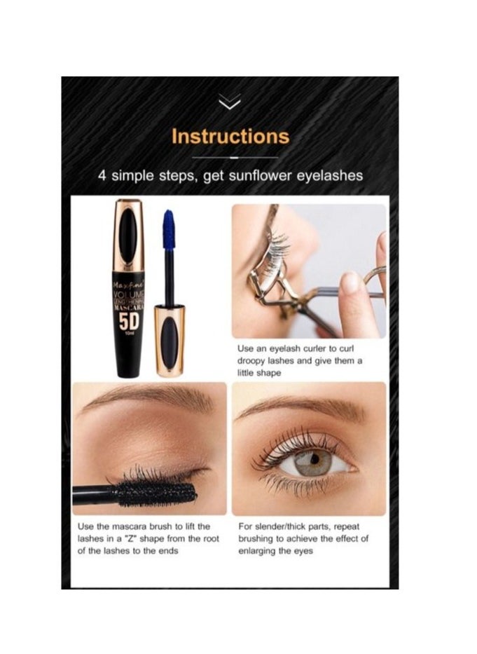 Maxfine - 5D Volume Lash Lengthening Mascara Waterproof Mascara for Eyelashes Silk Fiber Liquid Lash Extensions Colored Tubing Mascara with Eyelash Brush Volume and Length Long Lasting Mascara Brown 02 - Image 1