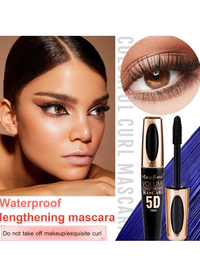 Maxfine - 5D Volume Lash Lengthening Mascara Waterproof Mascara for Eyelashes Silk Fiber Liquid Lash Extensions Colored Tubing Mascara with Eyelash Brush Volume and Length Long Lasting Mascara Brown 02 - Image 1