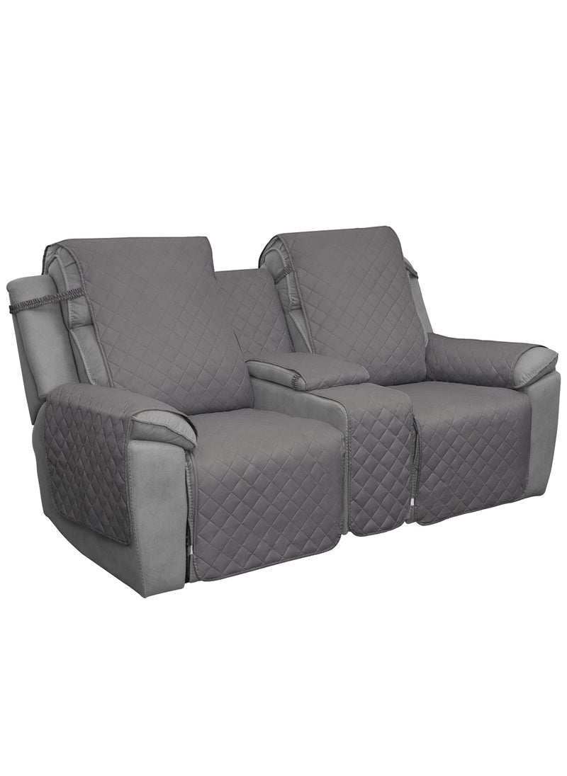 Easy-Going EasyGoing Loveseat Recliner Cover with Console Reversible Couch Cover for Living Room Split Sofa Cover for Each Seat with Elastic Straps for Kids Dogs Pets2 Seater GrayLight Gray 