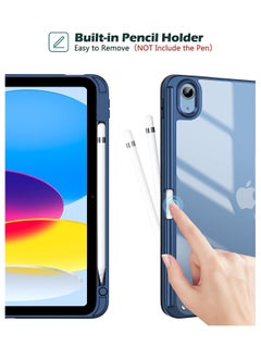 MahMir Case for iPad (A16) 11inch 11th 2025 Gen iPad 11 Case/Case For iPad 10th Gen Case 2022 iPad 10 Case Trifold Stand Clear Transparent Shell Back with Pencil Holder Smart Cover for 11" iPad 11th 2025 10.9 iPad 10th Gen 2022 A2696 A2757 A2777-Navy Blue  - Image 2