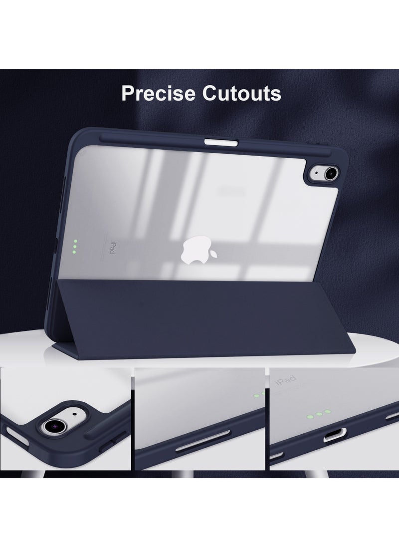 MahMir - Case for iPad (A16) 11inch 11th 2025 Gen iPad 11 Case/Case For iPad 10th Gen Case 2022 iPad 10 Case Trifold Stand Clear Transparent Shell Back with Pencil Holder Smart Cover for 11" iPad 11th 2025 10.9 iPad 10th Gen 2022 A2696 A2757 A2777-Navy Blue - Image 1