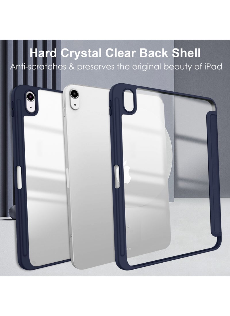 MahMir - Case for iPad (A16) 11inch 11th 2025 Gen iPad 11 Case/Case For iPad 10th Gen Case 2022 iPad 10 Case Trifold Stand Clear Transparent Shell Back with Pencil Holder Smart Cover for 11" iPad 11th 2025 10.9 iPad 10th Gen 2022 A2696 A2757 A2777-Navy Blue - Image 1