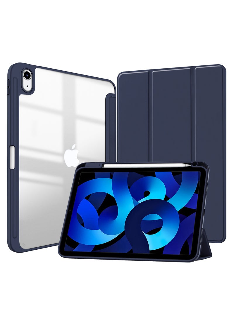 MahMir - Case for iPad (A16) 11inch 11th 2025 Gen iPad 11 Case/Case For iPad 10th Gen Case 2022 iPad 10 Case Trifold Stand Clear Transparent Shell Back with Pencil Holder Smart Cover for 11" iPad 11th 2025 10.9 iPad 10th Gen 2022 A2696 A2757 A2777-Navy Blue - Image 1