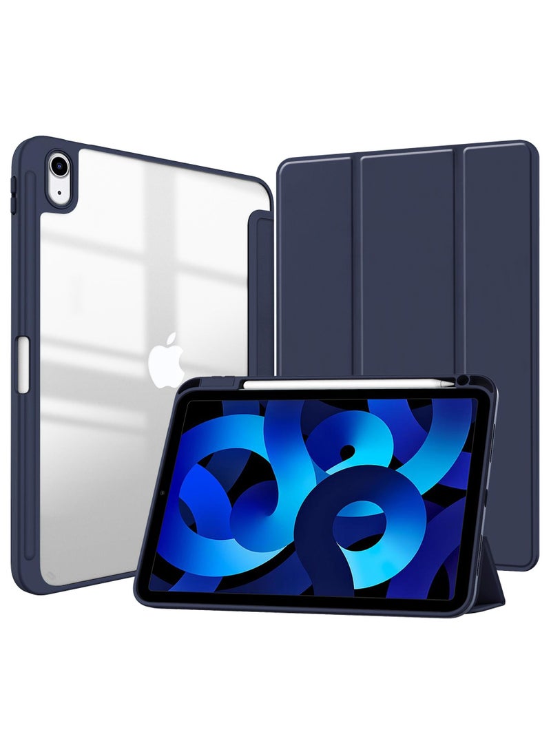 MahMir Case for iPad (A16) 11th 11 inch 2025/iPad 10th 10.9 inch 2022 Clear Transparent Back Shell with Pencil Holder, Auto Sleep/Wake Case Cover for iPad 10th 10.9inch 2022/iPad 11th 11inch 2025 - Navy Blue - Image 1
