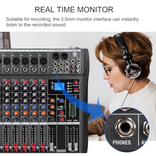 DIGIMORE Professional 8 Channel Mixer | 8 XLR + 6.35MM Input Ports | USB MP3 & BT Support | 48V Phantom Power | Delay & Repeat FX | Stereo Output | Headphone, Aux, EFF Outs (D-260) - Image 4