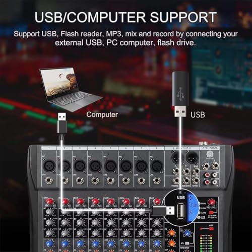 DIGIMORE Professional 8 Channel Mixer | 8 XLR + 6.35MM Input Ports | USB MP3 & BT Support | 48V Phantom Power | Delay & Repeat FX | Stereo Output | Headphone, Aux, EFF Outs (D-260) - Image 2