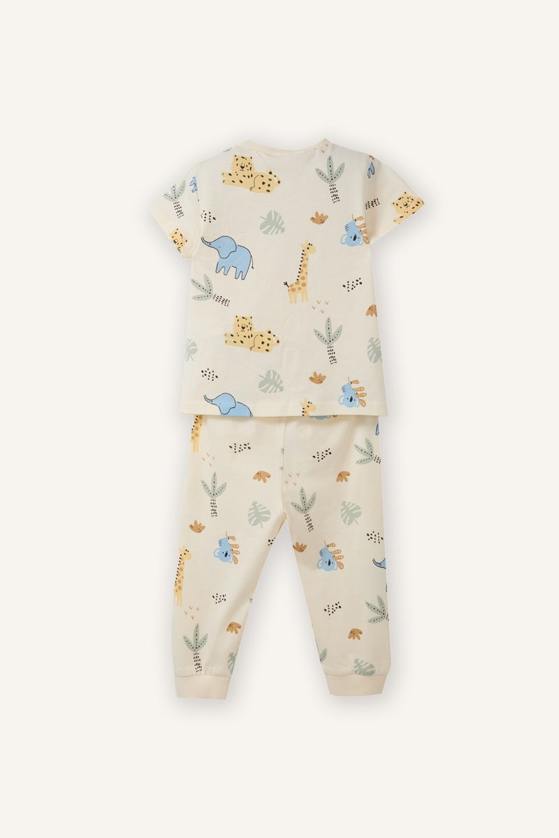 ديفاكتو طقم بيجاما بيبي اولادي قصة عادية وطبعة ديناصور - قطعتين - Image 4