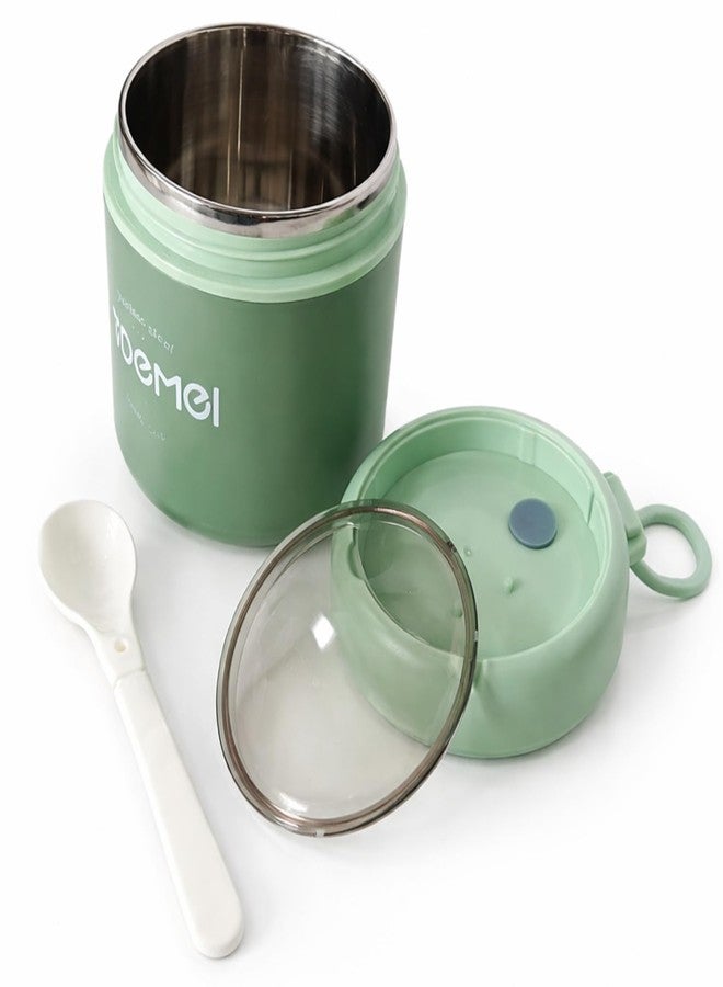 BLLUEX 500ml Stainless Steel Food Container with Spoon, Leak-Proof, BPA-Free, Durable & Portable Soup Bowl for Cereals, Puree & Rice (Green, Single Tier) - Image 4