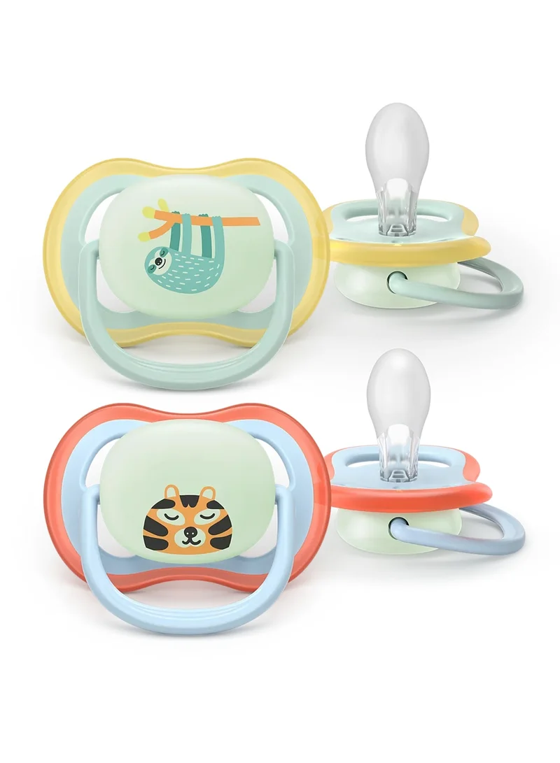 Philips Avent Philips Avent Ultra Air Soothers - Orthodontic Design, for Babies 18 Months+, Soft Silicone Symmetrical Teat, BPA-Free, with Sterilizing Case, 2 Pack, SCF376/24