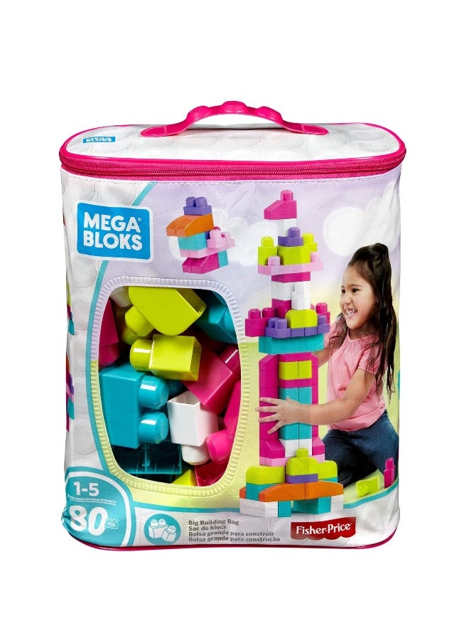 Mega Bloks Fisher-Price Mega Bloks First Builders Big Building Bag (Pink, 80 Pieces) 