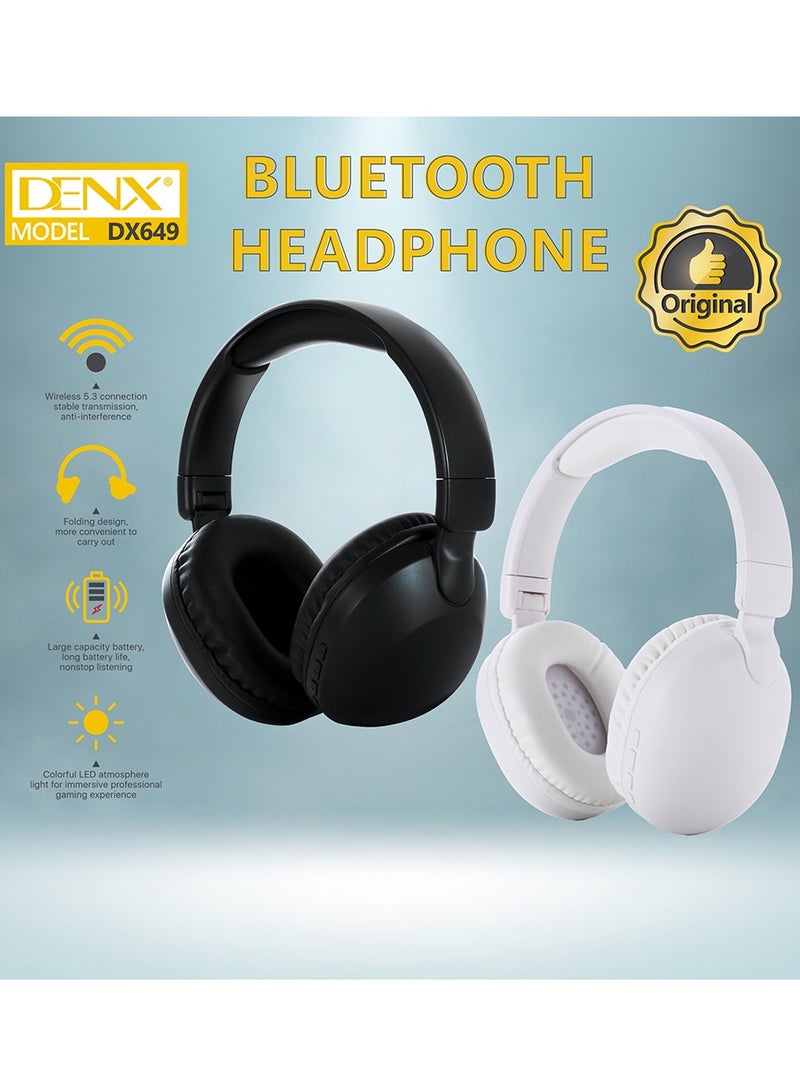 دينكس سماعات رأس لاسلكية بتقنية بلوتوث، مع اتصال سلكي ،  تقليل ضوضاء المكالمات، عصابة رأس قابلة للتعديل، سماعات أذن مع حقيبة جلدية واقية - Image 1