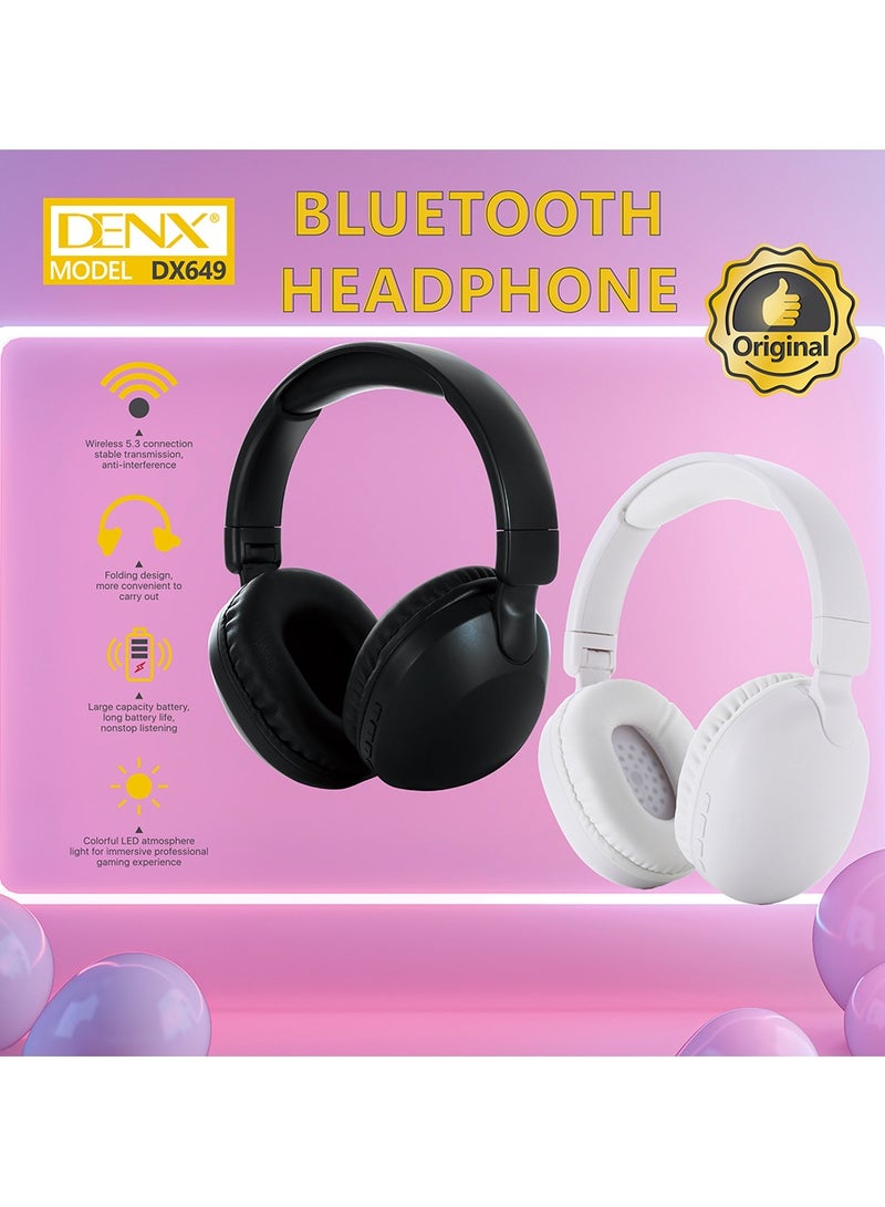 دينكس سماعات رأس لاسلكية بتقنية بلوتوث، مع اتصال سلكي ،  تقليل ضوضاء المكالمات، عصابة رأس قابلة للتعديل، سماعات أذن مع حقيبة جلدية واقية - Image 3