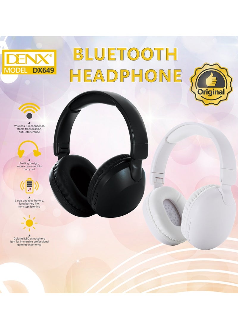 دينكس سماعات رأس لاسلكية بتقنية بلوتوث، مع اتصال سلكي ،  تقليل ضوضاء المكالمات، عصابة رأس قابلة للتعديل، سماعات أذن مع حقيبة جلدية واقية - Image 2