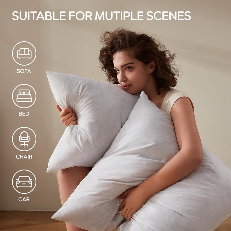Swandream Feather Throw Pillow Insert, Soft Fluffy Square 18 x 18 Inches Decorative Pillow Insert, Feather and Down Euro Pillows for Bed, Couch and Cushion - Image 5