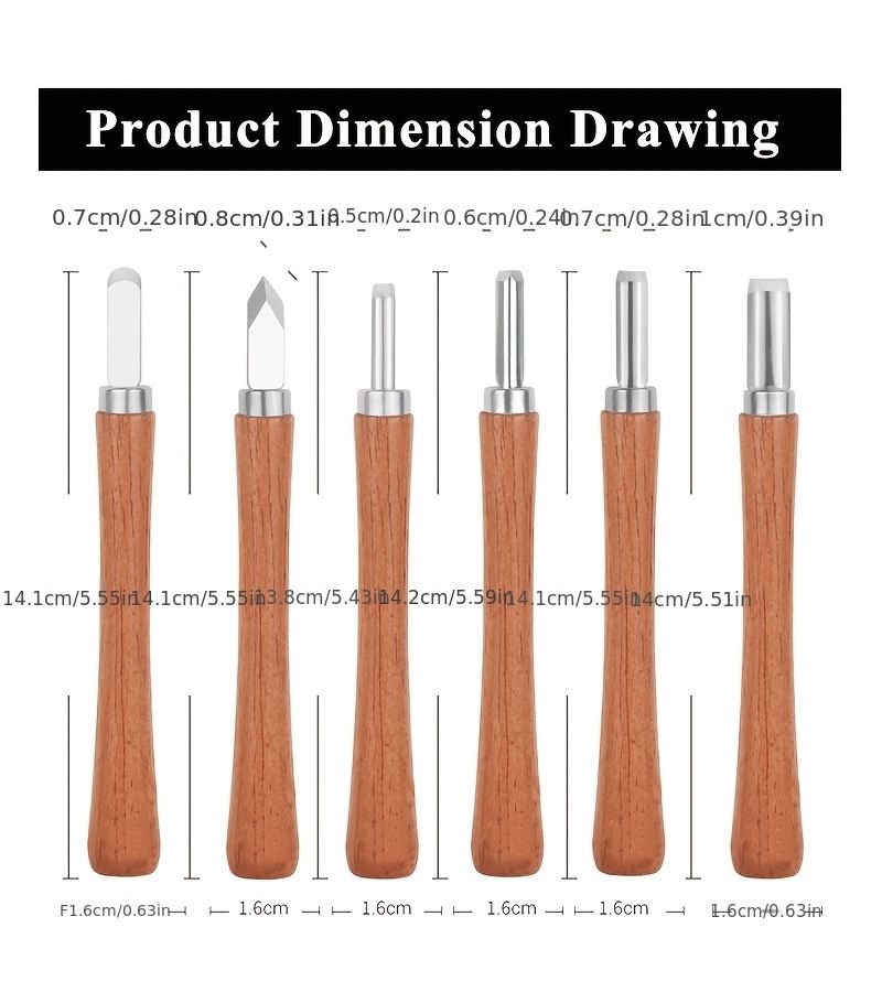 12 Piece Hand Carved DIY Wood Carving Knife Tool Set - Image 4