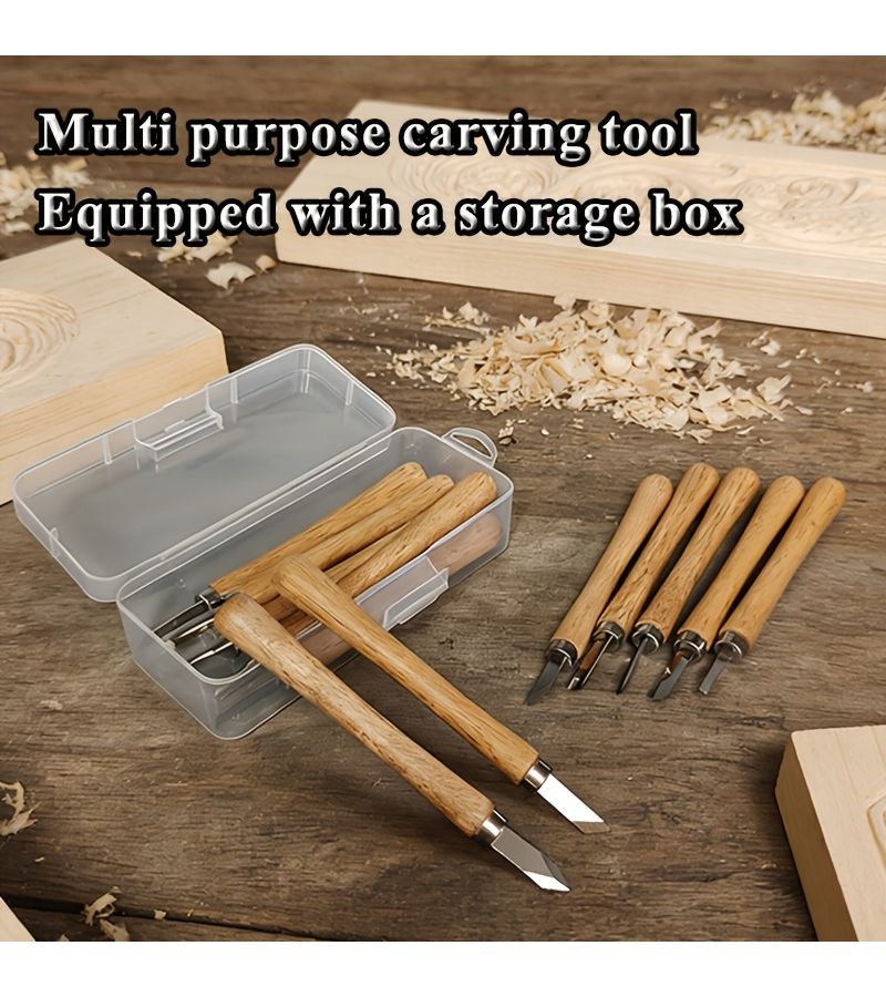 12 Piece Hand Carved DIY Wood Carving Knife Tool Set - Image 5