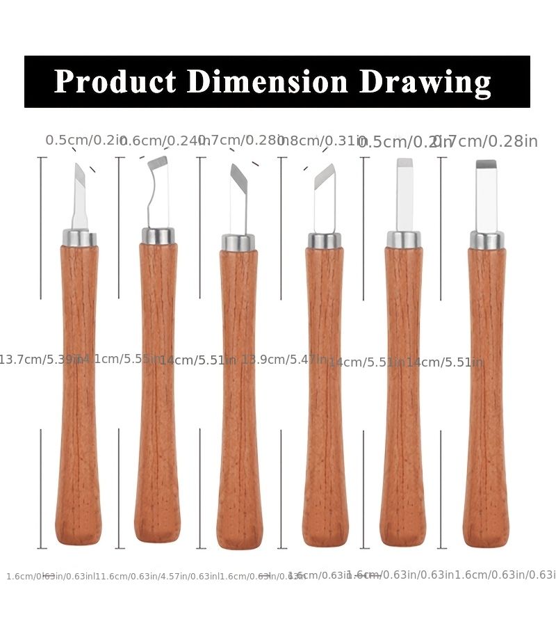 12 Piece Hand Carved DIY Wood Carving Knife Tool Set - Image 3