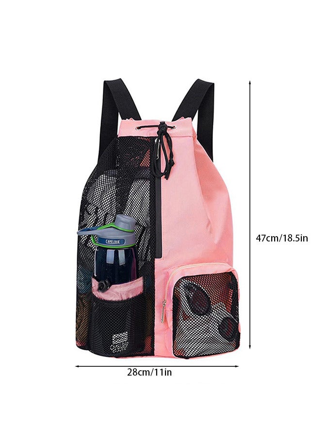 Generic Mesh Swim Bag Drawstring Backpack with Wet Pocket  Beach Backpack for Swimming, for Swimming, Gym, and Workout Gear - Image 3