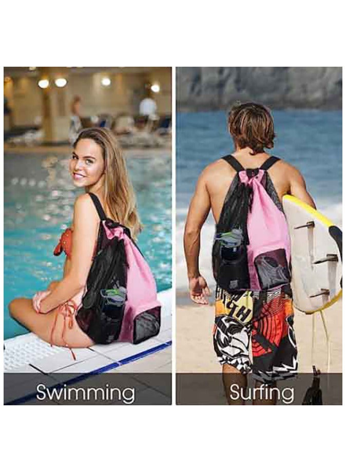Generic Mesh Swim Bag Drawstring Backpack with Wet Pocket  Beach Backpack for Swimming, for Swimming, Gym, and Workout Gear - Image 2