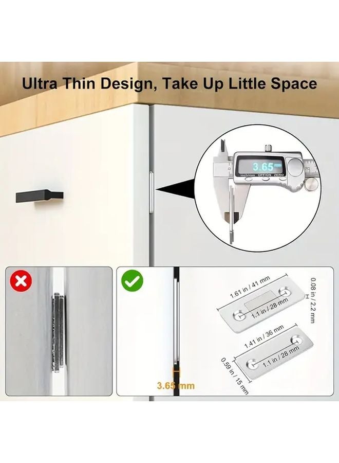 1 Set Ultra Thin Stainless Steel Magnetic Cabinet Door Closures Secure Locking Mechanism - Image 5