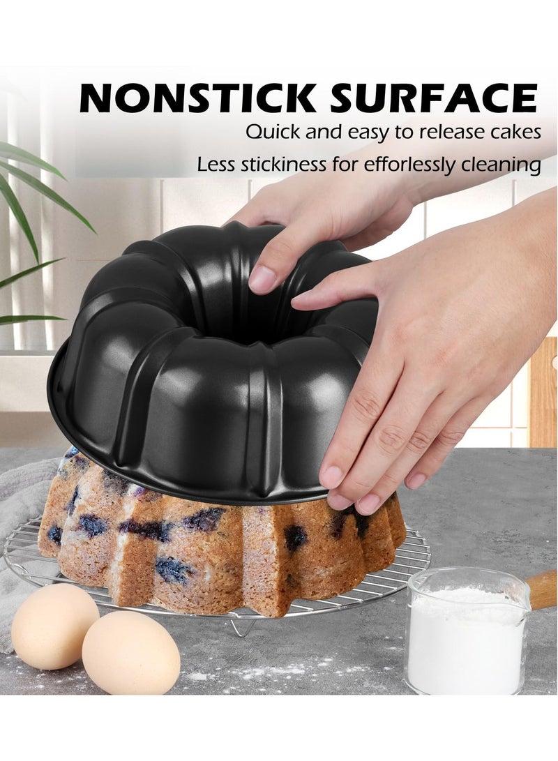 Bukela 2 Packs Cake Pan, Carbon Steel Fluted Tube Pan, Nonstick Gugelhupf Cake Mold, Medium Size Round Baking Tin for Homemade Pound Cakes, Jello, Gelatin - 24*6cm - Image 3