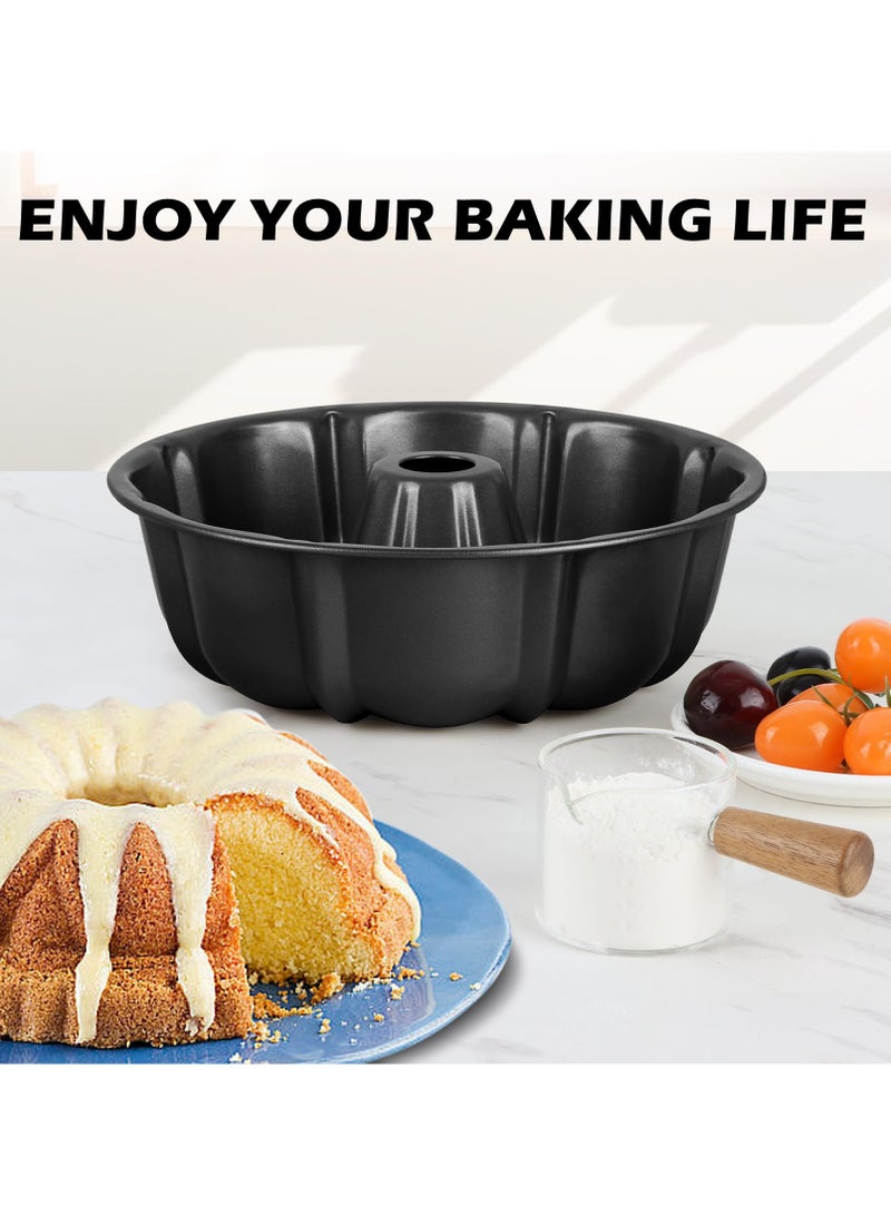 Bukela 2 Packs Cake Pan, Carbon Steel Fluted Tube Pan, Nonstick Gugelhupf Cake Mold, Medium Size Round Baking Tin for Homemade Pound Cakes, Jello, Gelatin - 24*6cm - Image 4