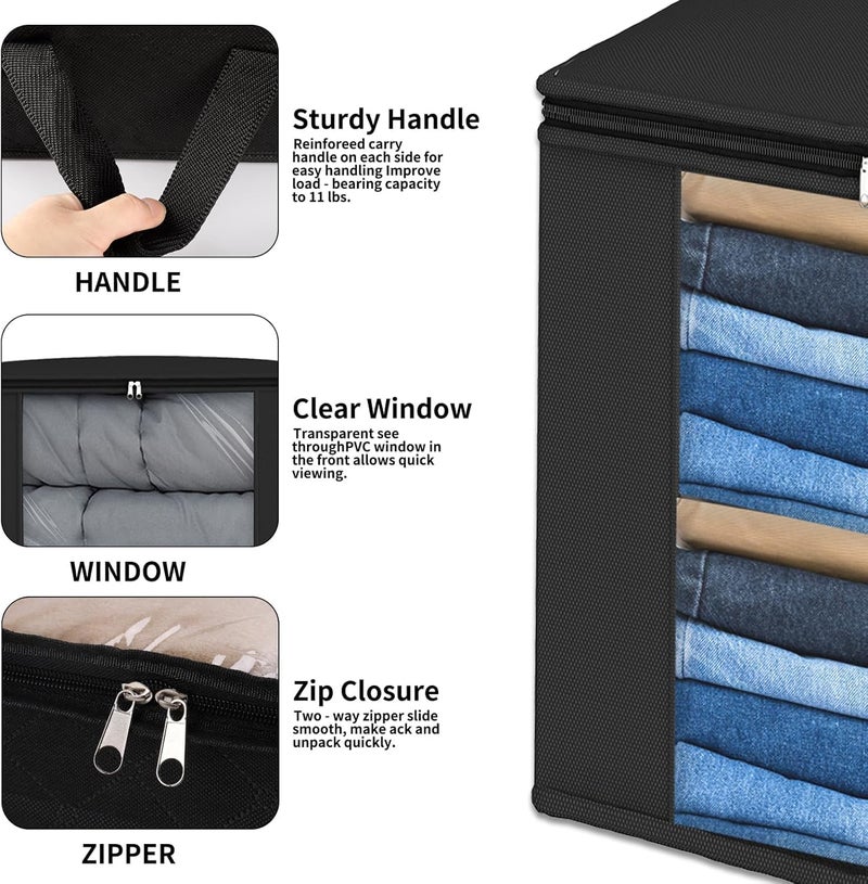 VIKIJO Large Storage Bag for Bedsheets Blankets Duvet Covers Pillowcases Quilts Comforters Sheets Towels PACK OF 2 Black - Image 4