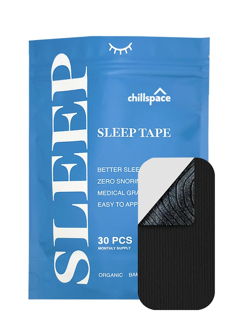 Chillspace 30 PCS Mouth Tape Set Sleep Strips Soft Bamboo silk Mouth Strips | Hypoallergenic, Strong Hold for Anti Snoring & Better Sleep Good Night Tape (Black) - Image 1