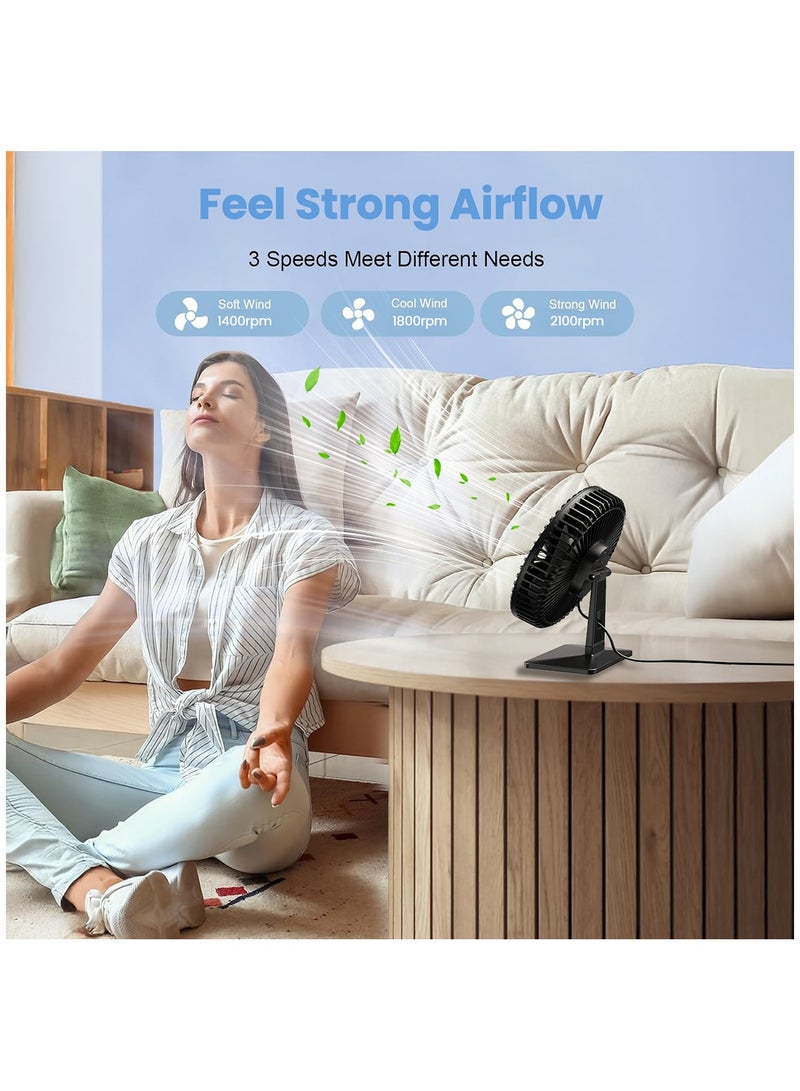 Gaiatop 6.5 inch ( 16.5 cm ) USB Desk Fan – Ultra-Quiet 30dB, 3-Speed Portable Cooling Fan for Home, Office & Travel - Image 5
