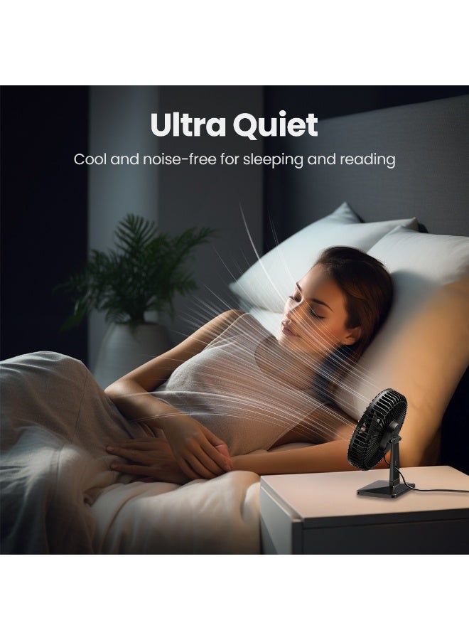 Gaiatop 6.5 inch ( 16.5 cm ) USB Desk Fan – Ultra-Quiet 30dB, 3-Speed Portable Cooling Fan for Home, Office & Travel - Image 4