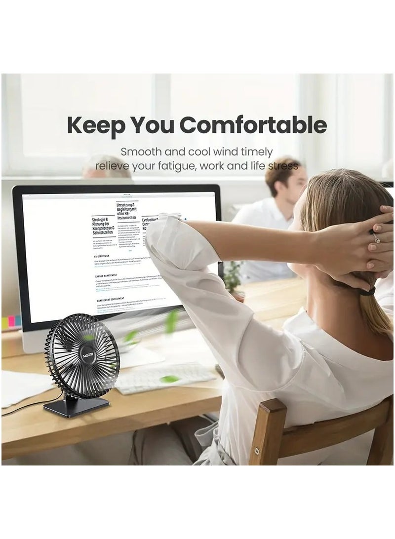 Gaiatop 6.5 inch ( 16.5 cm ) USB Desk Fan – Ultra-Quiet 30dB, 3-Speed Portable Cooling Fan for Home, Office & Travel - Image 2