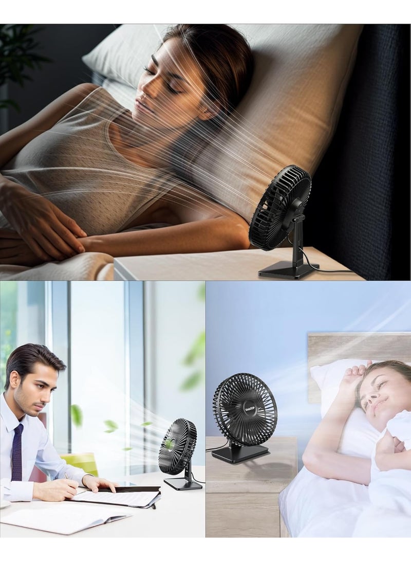 Gaiatop 6.5 inch ( 16.5 cm ) USB Desk Fan – Ultra-Quiet 30dB, 3-Speed Portable Cooling Fan for Home, Office & Travel - Image 3