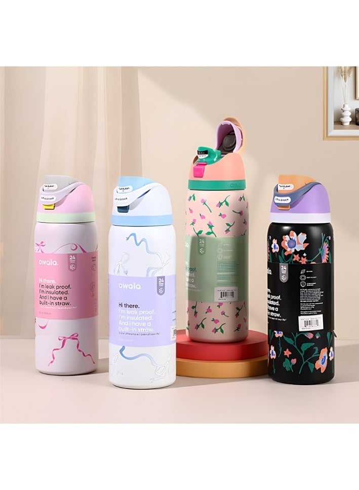 Owala FreeSip Double Insulated Stainless Steel Water Bottle | With Straw | BPA-Free | Sports Water Bottle | 32 oz | 1-Pack (Pink Ribbon) - Image 5