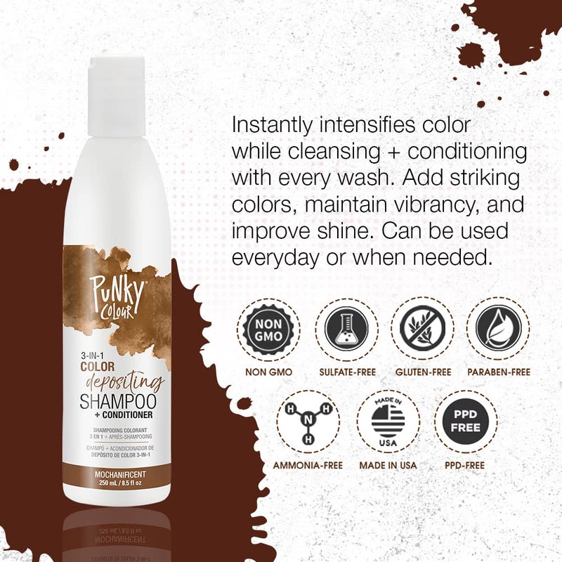 Punky Colour 3-in-1 Color Depositing Conditioner & Hair Cleanser - Mochanificent, Semi Permanent Hair Color Conditioner, Sulfate-Free Hair-Dye, 8.5 fl oz. - Image 2
