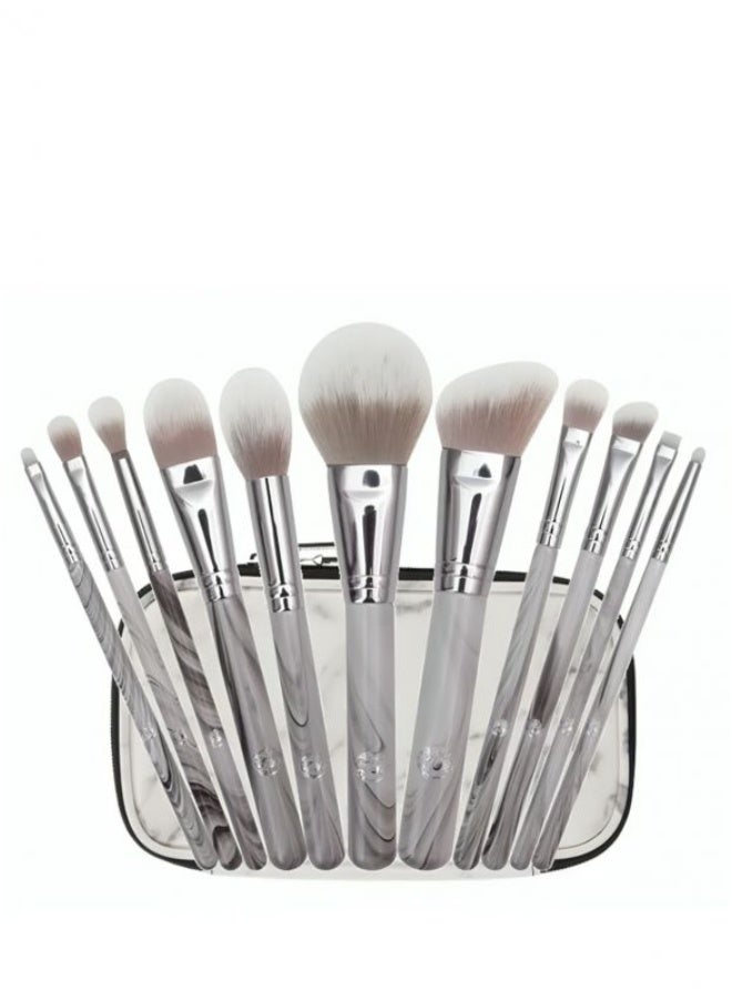 INK Minimalist 11-Piece Ink Dye Makeup Brush Set with Storage Case – Long Wooden Handles & Premium Bristles - Image 2