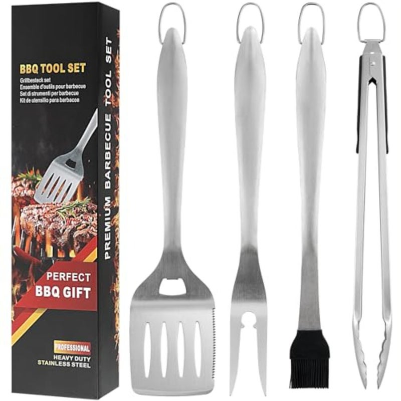4Pcs Grill Tools Heavy Duty Grill Accessories for Chef - BBQ Tools for Backyard Restaurant Outdoor Kitchen - Grill Gift for Dad on Father's Day Birthday - Image 1