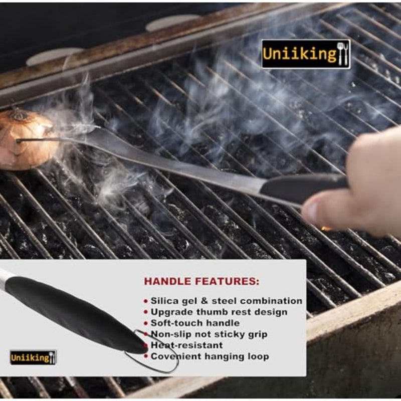 4Pcs Grill Tools Heavy Duty Grill Accessories for Chef - BBQ Tools for Backyard Restaurant Outdoor Kitchen - Grill Gift for Dad on Father's Day Birthday - Image 4