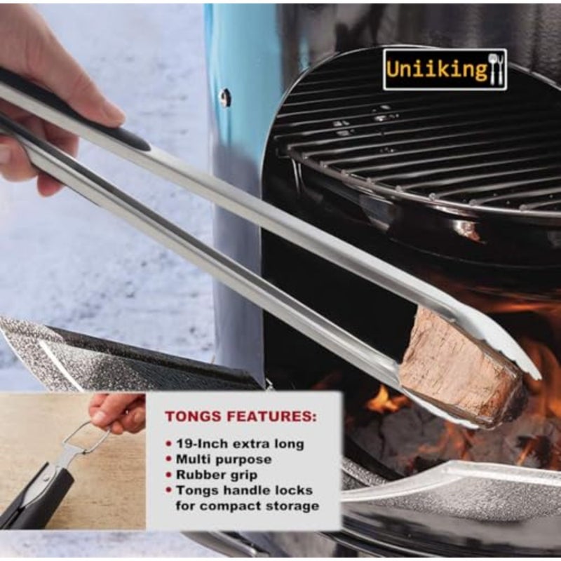 4Pcs Grill Tools Heavy Duty Grill Accessories for Chef - BBQ Tools for Backyard Restaurant Outdoor Kitchen - Grill Gift for Dad on Father's Day Birthday - Image 5