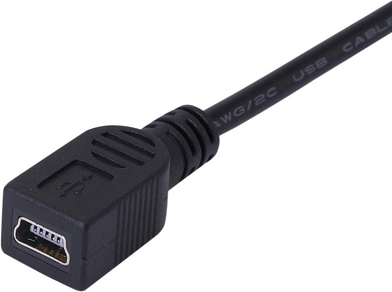 CERRXIAN 9Inch Mini USB Cable Combo Mini USB Female to Right Angle  Left Angle Male Data Sync and Charge Extension Cable Black2Pack RL - Image 3