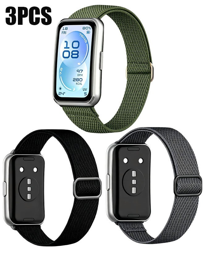 Happy D 3-Pack HUAWEI Band 11/11 Pro Nylon Braided Straps,Waterproof, Breathable, and Adjustable, Easy to Install,Suitable for Sports, Work, and Leisure Wear - Image 1