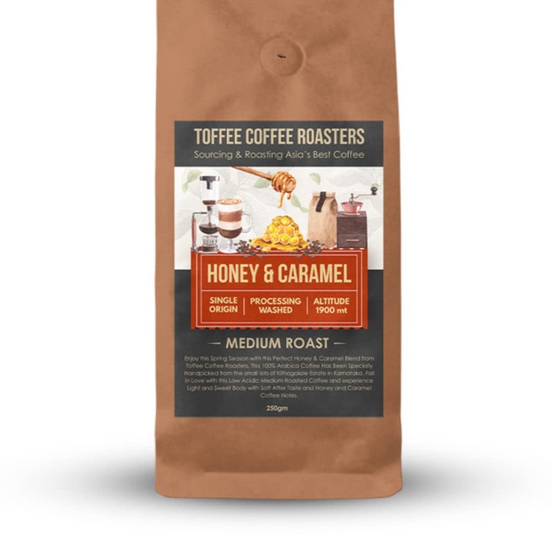 Toffee Coffee Roasters | Honey & Caramel Coffee | As Seen On Shark Tank | 100% Arabica | Medium Roast Grounded Coffee | Coffee Notes: Honey and Caramel | (French Press, 500 Gram) - Image 1