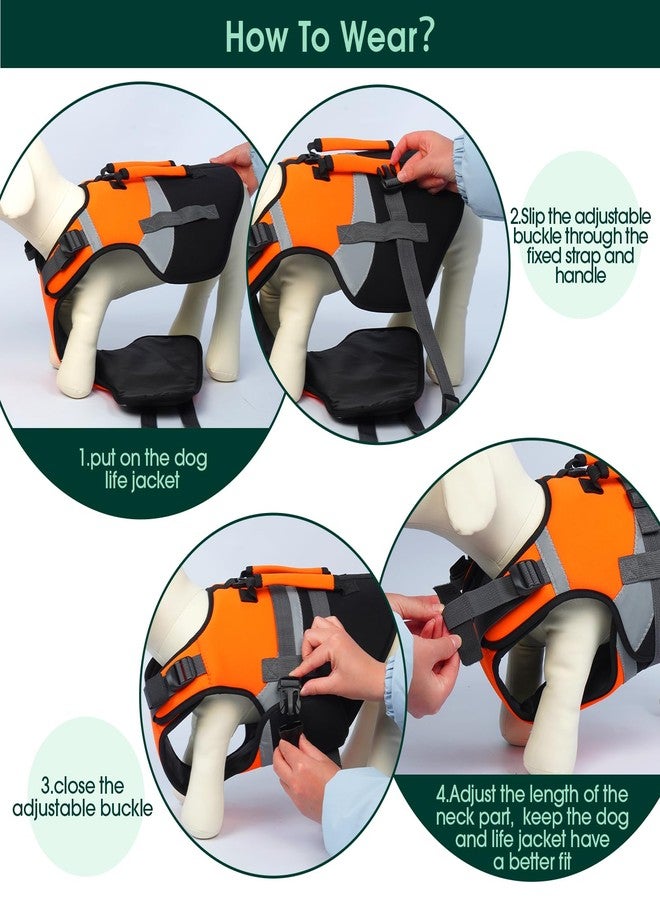 Kuoser Dog Life Jacket with Rescue Handle, High Flotation Dogs Swim Vest with Reflective Strips,Adjustable Dog Life Vest for Swimming, Boating, Pool&Beach, Doggy Lifejacket for Small Medium Large Dogs - Image 5